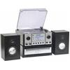 Steepletone HOUSTON XP Silver 6 in 1 Music Centre, giradischi Bluetooth in vinile, giradischi con CD, cassetta, radio DAB+/FM, riproduzione e codifica MP3 USB, altoparlanti wireless ad alta potenza da