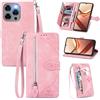 MOJIA Custodia Portafoglio per Doogee Note 58 / Note 58 PRO, Pelle PU Flip Cover per Telefono con Guscio Interno in TPU, Multifunzione Porta Carte con Cinturino Polso. Rosa