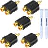 YIMATEECO Splitter RCA, accoppiatore adattatore RCA Y da 5 pezzi Adattatore AV da 1 RCA maschio a 2 RCA femmina RCA accoppiatore per subwoofer, altoparlanti, TV, lettore CD/DVD (5 pezzi)