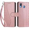 SIENIANLINE Cover per Samsung Galaxy A40 custodia portafoglio Cubo - Oro Rosa | 3 scomparti carte, 1 tasca banconote, Chiusura magnetica, Supporto, Pelle PU flip cover per Samsung A40