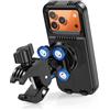 LUROON Porta Telefono Moto Antivibrazione Impermeabile [Doppio Ammortizzatore] 360° Rotazione Porta Cellulare Moto Universale, Supporto Telefono Bicicletta Moto per iPhone Xiaomi, 4-6.7 Smartphones