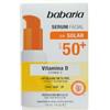 Babaria - Siero Solare Viso SPF50 con Vitamina D | Antiossidante e Antirughe | Texture Leggera Invisibile | Resistente all'Acqua | Coral Friendly | 30 ml