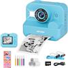 ASTGMI Macchina Fotografica Bambini Istantanea, 2,4 Pollici 1080P Fotocamera Bambini Selfie con Carta da Stampa e 32GB Scheda, Giocattolo Regalo di Natale Bambino e Bambina 3 4 5 6 7 8 Anni (Blu)