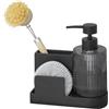 Wenko Organizzatore per lavello MOD. Pina Pratico Organizer per lavello con Dispenser di Sapone per Cucina e Bagno in poliresina Vetro ABS 16x17x7,5 cm Nero