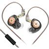 keephifi KZ EDX Pro KZ Auricolari con filo stereo con microfono,kz cuffie in ear con cavo staccabile per musicisti audiofili (nero, con microfono)