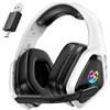 Tatybo Cuffie Gaming Wireless per Ps5 Ps4, Bluetooth Cuffie 2.4 GHz USB e Type-C con Microfono 7.1 Qualità Audio,Batteria 40Ore,Cuffie Pc per Mac Laptop Mobile Switch,Nero-Bianco
