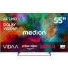 MEDION 138.8 cm 55" TV Ultra HD Smart TV Dolby Vision HDR Dolby Atmos VIDA Store Prime Video Disney+ DAZN HbbTV PVR Bluetooth HD+, MD855302
