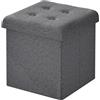 WOLTU Pouf con Contenitore, Puffo Pieghevole con Coperchio, Poggiapiedi Divano, Cubo Seduta con Ripiano, per Soggiorno o Camera da Letto, 30x30x30 cm, Grigio Scuro