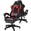 bigzzia Sedia Gaming, Sedie Ergonomica con Poggiapiedi per Videogiochi, Sedia da Gaming con Cuscino Lombare Massaggiante e Poggiatesta per Giocare, Studiare e Lavorare in Ufficio (Rosso)