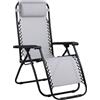 Totò Piccinni Sedia GRAVITY gravità Zero Sdraio da Giardino Poltrona Relax Pieghevole Salvaspazio Reclinabile Tessuto in Textilene (Grigio Chiaro)