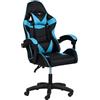 Totò Piccinni Sedia GAMING Ergonomica Reclinabile Girevole con cuscini in similpelle con rotelle e poggiatesta (Azzurro)