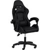 Totò Piccinni Sedia GAMING Ergonomica Reclinabile Girevole con cuscini in similpelle con rotelle e poggiatesta (Nero)