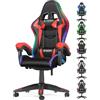 bigzzia Sedia Gaming RGB con Luci LED E Sedia Ergonomica Per Computer Per Videogiochi Reclinabile con Schienale Alto in Pelle Pu con Poggiatesta (Utilizzo di RGB, Rosso)