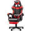 Huracan Sedia da Gaming Ergonomica con Funzione Massaggio, Gaming Chair in PU Traspirante, Sedia per Gamer Schienale Reclinabile e Poggiapiedi, Poltrona Gamings per Adulti e Giovani Gamer, Rosso