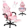 Huracan Sedia Gaming, Poltrona Gamer con Funzione Massaggio e Poggiapiedi, Sedia Gamer Ergonomica con Memory Foam e Rivestimento in PU, Altezza Regolabile, Schienale Reclinabile, Gaming Chair, Rosa