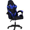 Totò Piccinni Sedia GAMING Ergonomica Reclinabile Girevole con cuscini in similpelle con rotelle e poggiatesta (Blue)