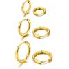 U7 3 Paia Orecchini Donna Cerchio Piccolo Oro Acciaio Inox 8mm+10mm+12mm