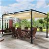 PEILU 3x4 m pergola, telaio robusto in metallo, gazebo da giardino con tetto apribile e protezione solare, tenda solare retrattile per giardino, terrazza e balcone (beige)