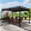 PEILU 3 x 4 m di pergola, robusto telaio in metallo, gazebo da giardino con tetto apribile e protezione solare, tetto apribile, per giardino, terrazza e balcone (nero)