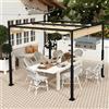 PEILU Pergola per esterni, 3 x 3 m, struttura in metallo stabile, 9 m², gazebo da giardino con tetto parasole scorrevole, per 6-8 persone, tettoia autoportante, tenda retrattile per giardino, terrazza