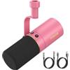 TONOR Microfono USB/XLR Dinamico per Podcasting con Supporto per Tavolo, PC Gioco Streaming Microphone, 3.5mm jack, Pulsante Mute, per Canto, Regisrazione, YouTube, Gaming, ASMR, Rosa, TD520