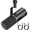 TONOR Microfono USB/XLR Dinamico per Podcasting, Streaming e Giochi, Microfoni Gaming Cardioide con 3.5mm jack, Pulsante Mute per Regisrazione, Youtube, Discord, ASMR, Metallo, Nero, 200cm,TD510
