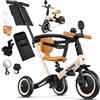 KIDIZ® 6in1 Balance Bike - Triciclo, Triciclo per Bambini, da 1 a 5 anni, capacità di carico fino a 25 kg, incl. Manubrio/Barra di sicurezza/Cintura di sicurezza/Campana e Specchio, Beige