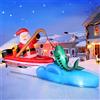 Omdekor 330CM Babbo Natale Gonfiabile da Esterno, Decorazione Natalizia Gonfiabile, 11FT Decorazioni Giardino con Luci LED Yacht, Figure Natal Gonfiabili per Giardino Cortile