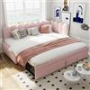 YuQozii Divano letto multifunzione 2 in 1 a forma di L (90/180 x 200 cm), imbottitura in velluto, design salvaspazio, può essere utilizzato come lettino o lettino per gli ospiti. (rosa)