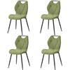 GrandCA HOME set di 4 Sedia da Pranzo in lino, Sedie sala da pranzo con Schienale, Sedia Ergonomica con Gambe Metalliche, Cuscini in Tessuto a Rombi, Sedia in stile nordico,Verde