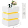 Lvhecforhm Comodino con illuminazione LED, con Presa e Porta USB, Camera da Letto Moderni Bianco, con 3 Cassetti, 45x35x61cm Tavolo da Comodino Intelligente Camera Letto