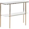 Beliani Tavolo consolle glamour effetto marmo 100 x 35 cm piano bianco gambe in metallo dorato