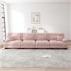 Muskel Wohnlandschaft - Divano letto modulare a 4 posti in ciniglia con seduta profonda, comodo divano per soggiorno, appartamento e studio, morbido imbottito, rosa