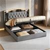 MANIMABU Letto con Cassetti 140 x 190 cm con Sommier LED e USB, Letto Matrimoniale Imbottito 140x190 con Spazio di Archiviazione e Ripiani Aperti e Struttura Letto 2 Posti per Adulti (Grigio, 140x190)