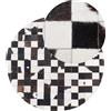 Beliani Tappeto tondo in pelle ø 140 cm bianco e nero