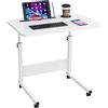 Lvhecforhm Scrivania Del Computer Regolabile In Altezza Con Ruote 60x40cm, Tavolo Mobile per Computer Portatile, Da Letto Rotante, Tavolino PC Bianco