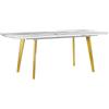 Beliani Tavolo da Pranzo estensibile 160/200 x 90 cm Effetto Marmo ed Oro