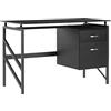Beliani Scrivania Ufficio in Metallo Nero Piano in Vetro Temperato 117 x 57 cm