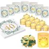 VIRETH HAUS Decorazioni Tavola 40 Anni, 12 Portacandele con 12 Candele LED, 24 Tovaglioli con Scritta"Happy Birthday" e 100 Coriandoli, Decorazioni Compleanno Verde Eucalipto per Donna e Uomo