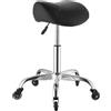VEVOR Sgabello a Sella con Ruote, Sedile Ergonomico Portata Massima 226,8 kg, Altezza Regolabile, Rotelle Silenziose, in Similpelle, Girevole a 360° con Ruote, Colore Nero, per Spa Arredo Parruccheria