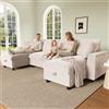 Muskel Divano moderno a forma di U 284 × 135 cm in ciniglia, paesaggio soggiorno con 2 posti e due chaise longue, divano angolare con vano portaoggetti, divano modulare soggiorno con cuscino, beige