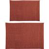 MSV Set di 2 tappetini da bagno in peluche a pelo lungo 40 x 60 cm + 60 x 90 cm, terracotta, rosso