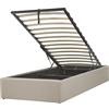 Beliani Letto Imbottito Beige Effetto Lino con Box Portaoggetti 90 x 200 cm