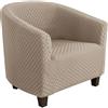 Hearda Copripoltrona 1 Posto, Jacquard Quadrato Copripoltrona, Elastico Copri Poltrona con Braccioli, Antiscivolo Cocktail Copri Poltrona, per Bar Soggiorno Camera da Letto (Cachi)