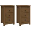 Generico Comodini 2 pz Ambra 40x35x61,5 cm in Legno Massello di Pino,Mobili,Tavoli,Comodini,Marrone,20 kg,813706
