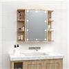 ADWOA Mobile a Specchio con LED Rovere Sonoma 70x16,5x60 cm,Armadietto bagno con luce Specchio contenitore con Illuminazione LED