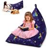 Hengrongshen Pouf per bambini, extra large, senza imbottitura, per riporre giocattoli di peluche, 2 in 1, grande capacità, pieghevole, tela di alta qualità, 250 l (unicorno viola)