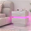 HaodaCulture Comodino Bianco LED, Comodino Stretto con Stazione di Ricarica, Porte USB, 2 Cassetti, Tavolino Comodino 16 colori RGB luci LED, Comodino per il Soggiorno, Camera da letto 45x35x46cm
