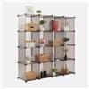 Acezozla Organizzatore Modulare 16 Cubi per Armadio e Libreria - Scaffale Multiuso con Martello, Pannelli Impermeabili, Struttura Metallica Rinforzata - Ideale per Vestiti, Libri, Giocattoli (Grigio)