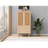 VIVCA Credenza per sala da pranzo e soggiorno, cassettiera verticale, con ante e cassetti, grande capienza, larghezza 60 cm, rovere